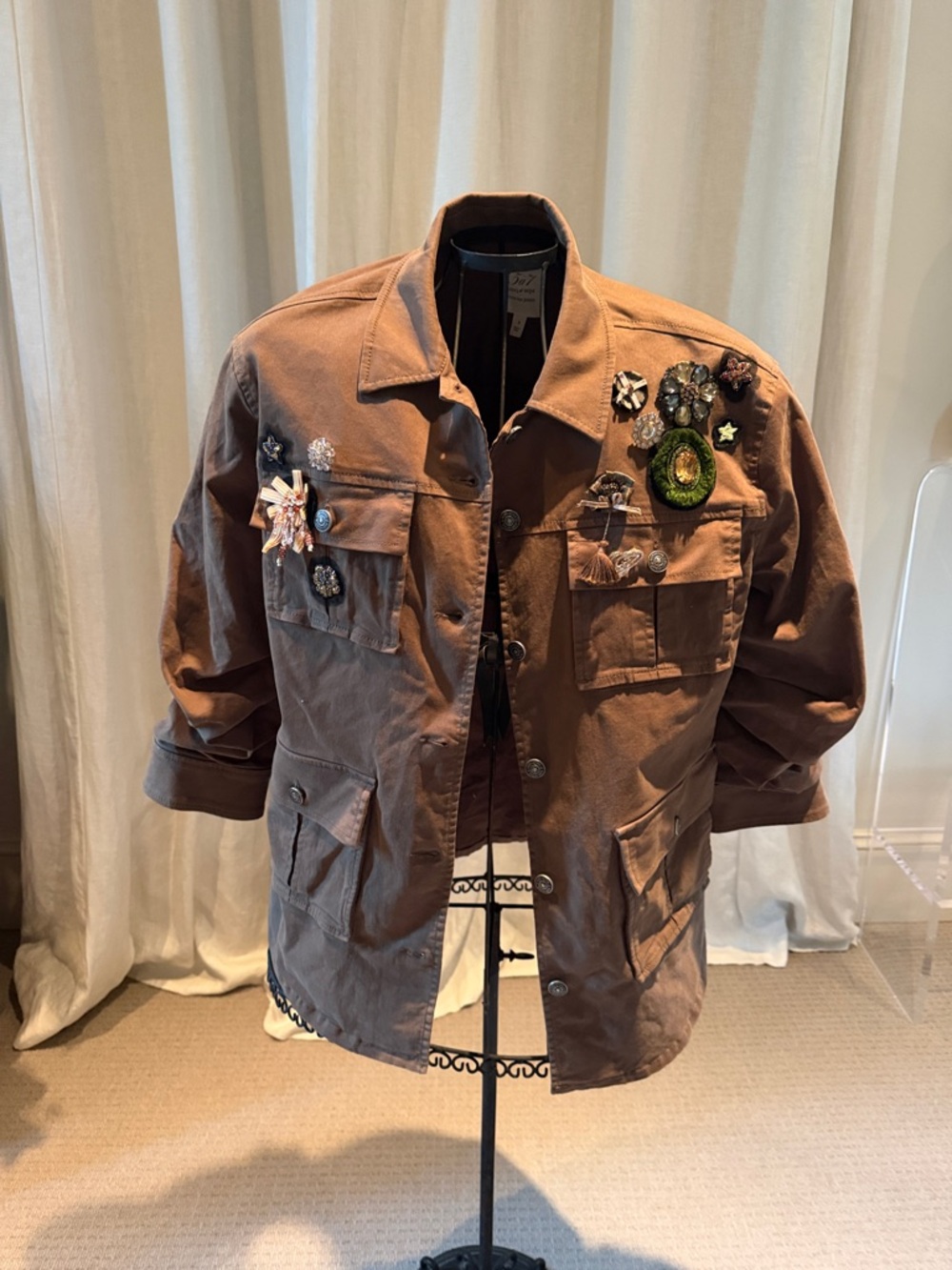 cinq a sept Brown Embellished Military Field Jacket